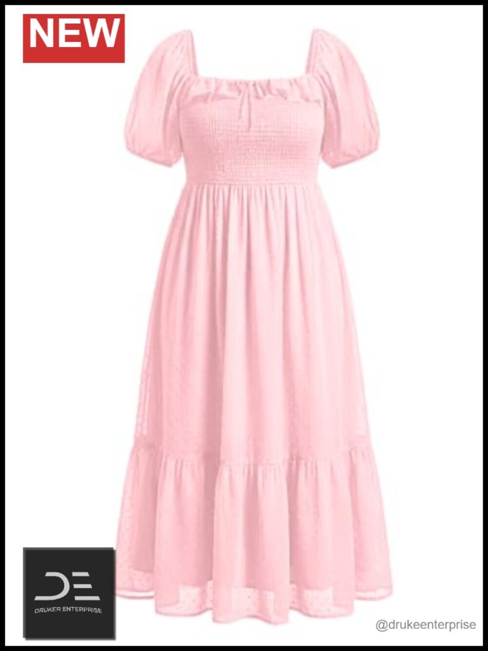 Plus Size Summer Maxi Dress Swiss Dot Smocked Puff Sleeve Boho Maternity
